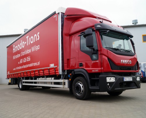 Zabudowa typu burto firana dla Amado-Trans na nadwoziu samochodu ciężarowego Iveco Eurocargo 160-320.